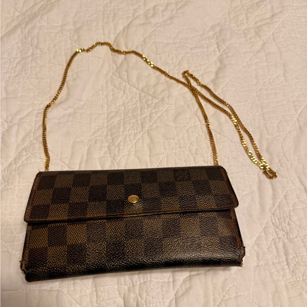 Louis Vuitton Damier Ebene Long Wallet on Chain